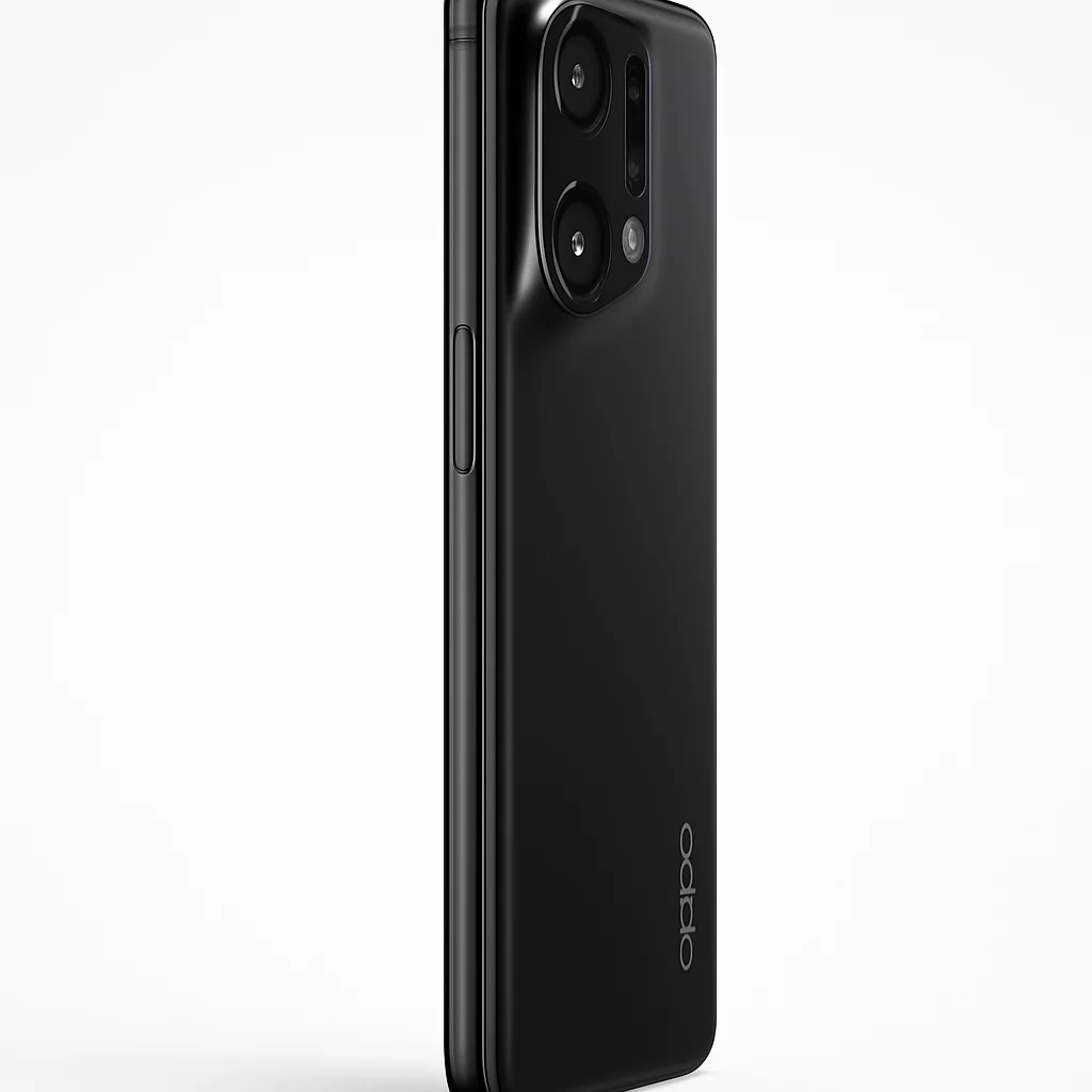 NÉO[3/5] OPPO Find X9 Pro - Vue latérale droite en studio mettant en évidence le profil et les commandes physiques, uniquement d’après une référence officielle vérifiée, fond blanc.