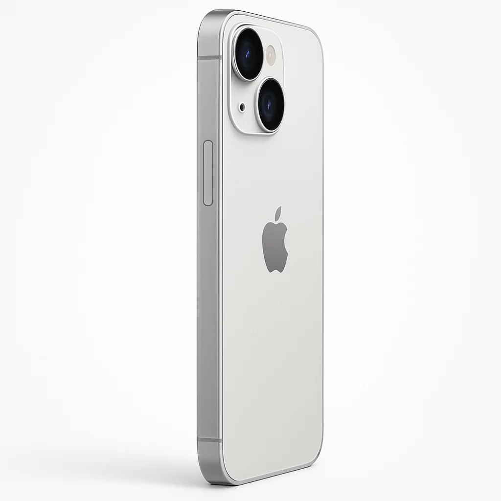 NÉO[3/5] Apple iPhone 16 - Vue de profil droit en studio sur fond blanc pur, mettant en évidence la finesse du châssis et la Commande de l’appareil photo, éclairage doux et proportions réalistes.