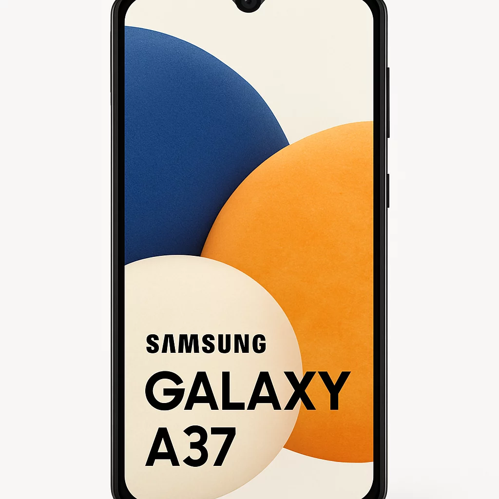 NÉO[4/5] Samsung Galaxy A37 - Vue rapprochée en studio de l’écran et de la partie supérieure du smartphone, sans inventer l’interface, les bordures ou la position des capteurs.